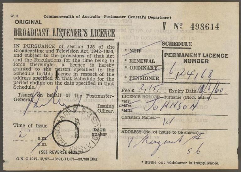 Radio Licence 19591960 Side 1 National Film and Sound Archive of