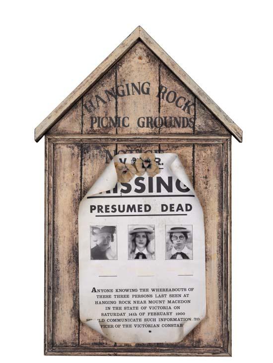 Prop of Picnic at Hanging Rock 'Missing' poster on noticeboard