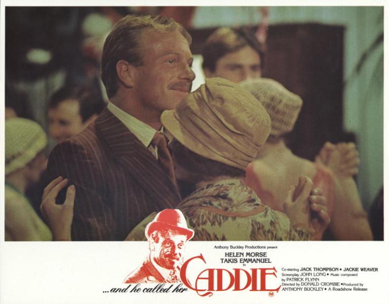 Loobt card from Caddie with Jack Thompson as Ted looking very happy dancing with Helen Morse as Caddie.