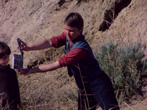 Clapper loader Erika Addis on the set of Storm Boy
