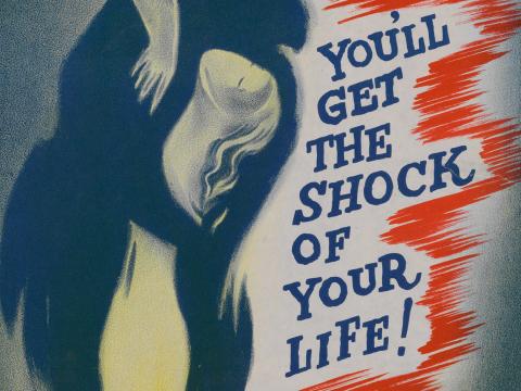 Part of a film poster for a movie titled The Innocents. It features the text "You'll get the shock of your life"