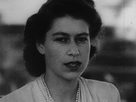 Head and shoulders shot of Princess Elizabeth on her 21st birthday
