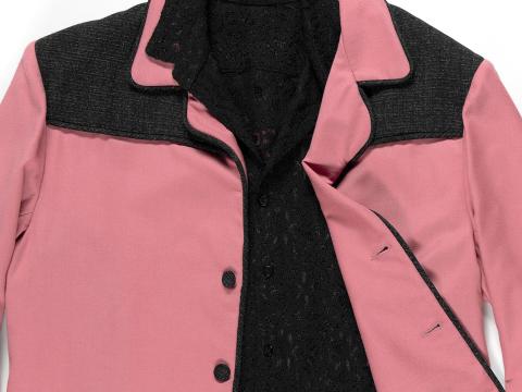 Close up of a pink and black jacket