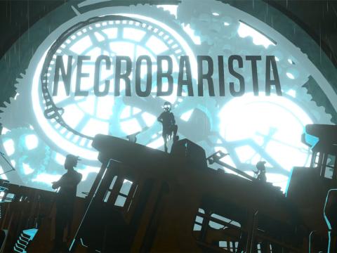A screenshot from a video game featuring two characters in a dark underworld