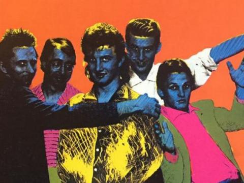 Photo of the band Mental As Anything is highly saturated colours