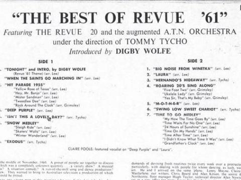 Back of album cover for The Best of Revue 61 includes track listing.