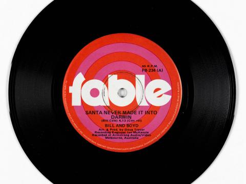 A vinyl record that says 'Fable: 'Santa Never Made it into Darwin''.