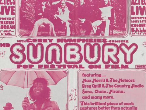 Music festival poster. Text reads: Aztec energy. Sunbury.