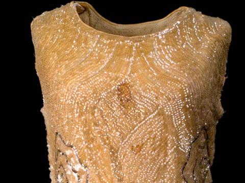 Detail of a 1920s sequined flapper-style dress from Paris worn in the silent movie The Cheaters