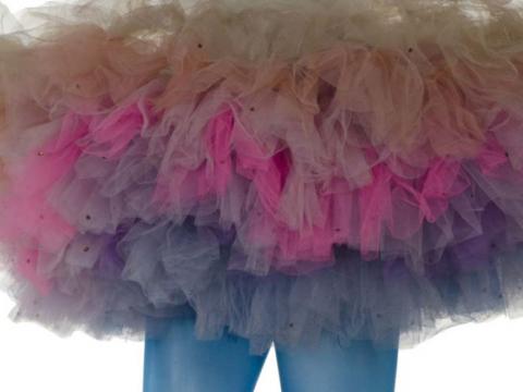 Pink and purple tutu and blue tights worn by Jo Kennedy in Starstruck