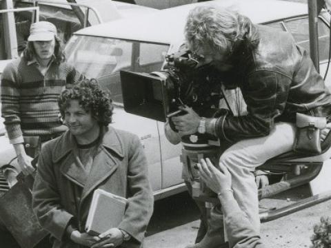 Close up of Mad Max 1 crew during production