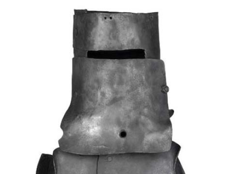 Close-up of Ned Kelly helmet prop