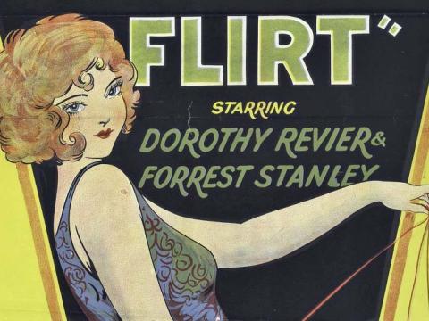 A close-up of Dorothy Revier in a detail from a 1929 film poster