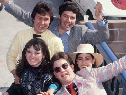 The Wonder World Team, circa 1983. Pictured clockwise from top left: Maurice Parker, Simon Townsend, Sheridan Jobbins, Jonathan Coleman, Alita Fahey.