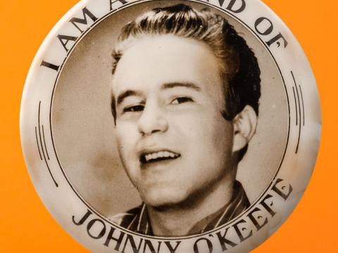 Johnny O'Keefe badge 'I am a friend of Johnny O'Keefe'