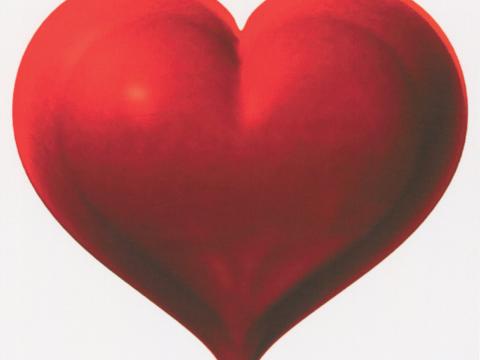 Cropped section of Melbourne Queer Film Festival poster from 2004 showing a big red heart shape