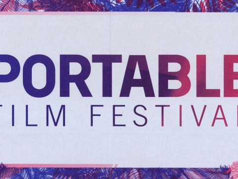 Cropped section of 2008 Portable Film Festival, showing the title in the centre.