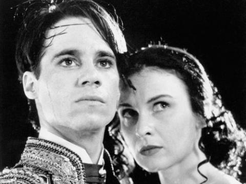 Paul Mercurio as Scott and Tara Morice as Fran. They are wearing their costumes for their Paso Doble dance performance.