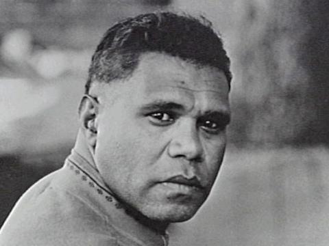 A black and white portrait of a young Archie Roach.
