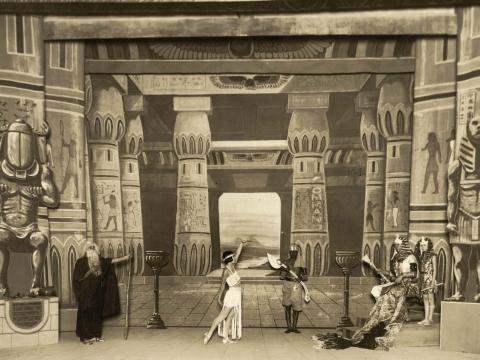 Five actors in period dress perform a prologue on stage before a screening of The Ten Commandments in Far North Queensland in 1925