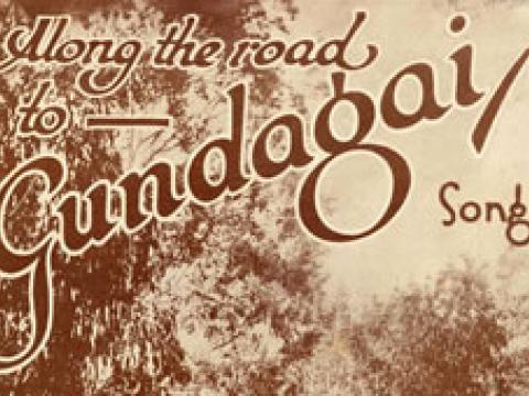 Along the Road to Gundagai written in brown type.