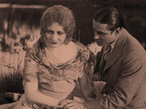 Josef Bambach tried to console Isabel McDonagh in a scene from the 1929 silent movie The Cheaters