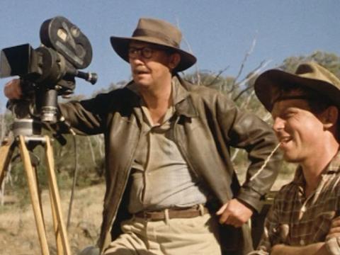 Len Maguire (Bill Hunter) behind the camera and Chris (Chris Haywood)