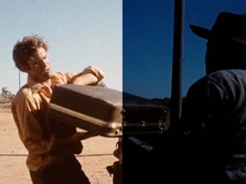 Comparison between original negative and restored version of a still from Wake in Fright