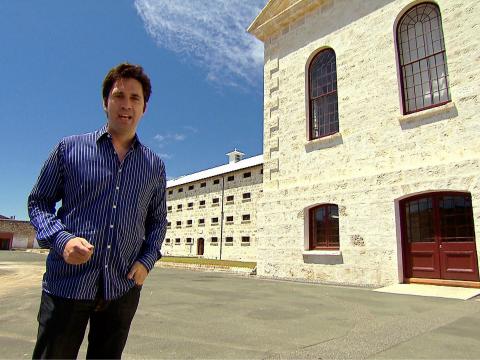 Man standing outside of Freemantle Prison.