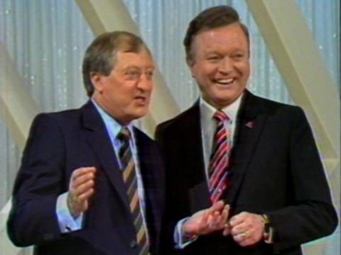 Graham Kennedy and Bert Newton on the set of The Don Lane Show