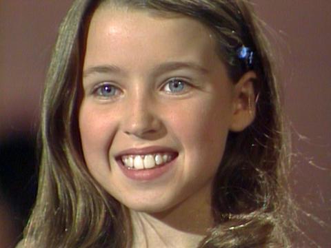 Close up of a young Dannii Minogue in 1982.