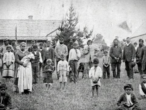 An image of Aboriginal people on a reserve