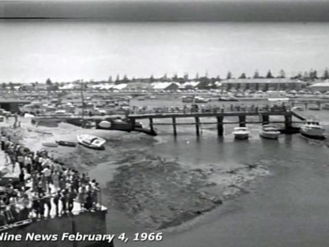 Wide view of a beachfront area in South Australia in 1966