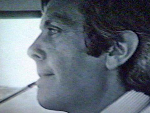 Close up of Griffith anti-drugs campaigner Donald Mackay in profile smoking a pipe