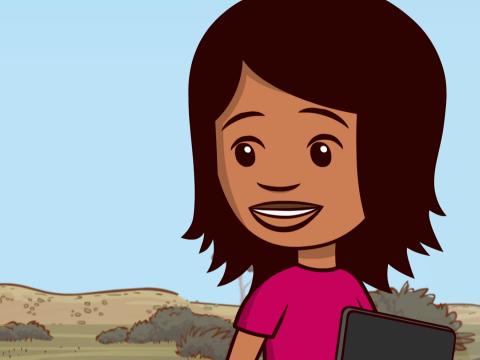 An animated image of a young Aboriginal girl smiling
