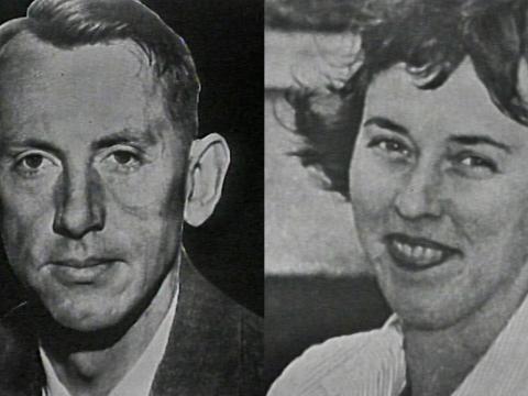 Side by side, head and shoulder shots of Dr Gilbert Bogle and Mrs Margaret Chandler.