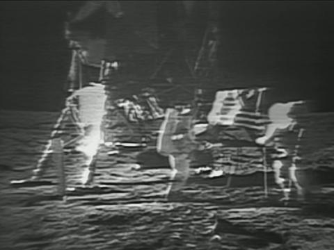 Frame capture of Apollo 11 crew on the moon