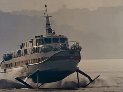 Hydrofoil travelling on Sydney Harbour.