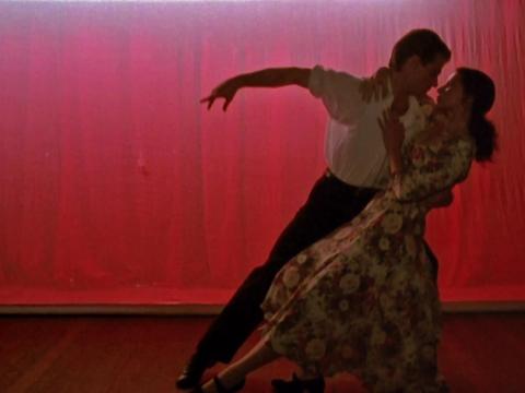 Scott and Fran dance the rhumba in a scene from the film Strictly Ballroom