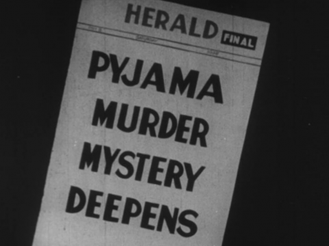 Newspaper front page with the masthead "Herald". The main headline reads "Pyjama Murder Mystery Deepens".