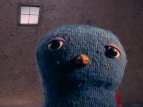Close up of a sock puppet
