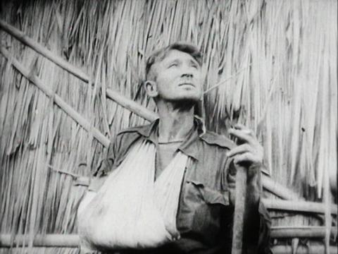 A wounded Soldier with his arm in a sling