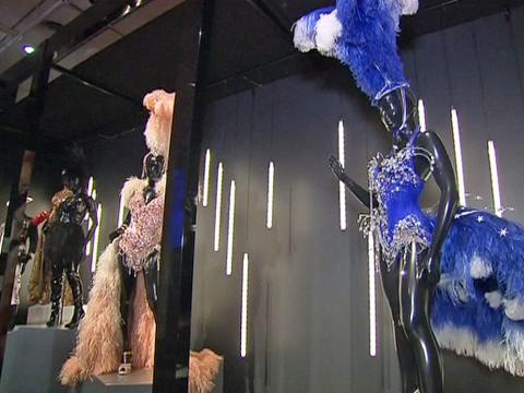 Mannequins in an exhibition featuring Kylie Minogue's tour costumes