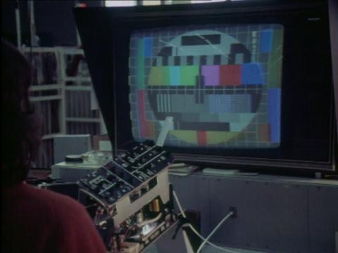 Still image of a colour television being calibrated