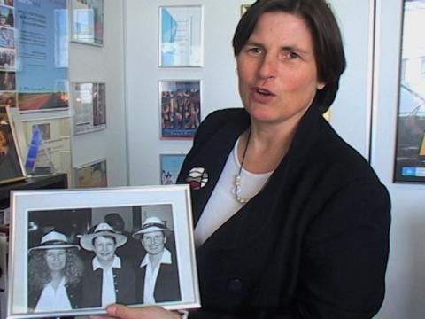 Filmmaker Sue Maslin gives an interview in her office