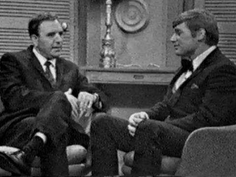 Ed Deveraux on set speaking with host Mike Preston.