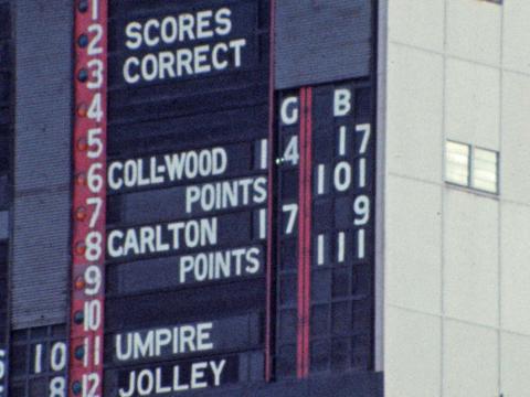 Final scoreboard for the 1970 VFL Grand Final between Carlton and Collingwood