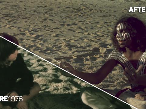 Screen shot showing Storm Boy before and after restoration