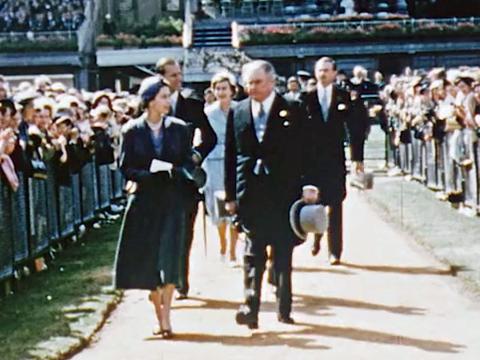 Queen Elizabeth at Flemington race track in Melbourne in 1954.