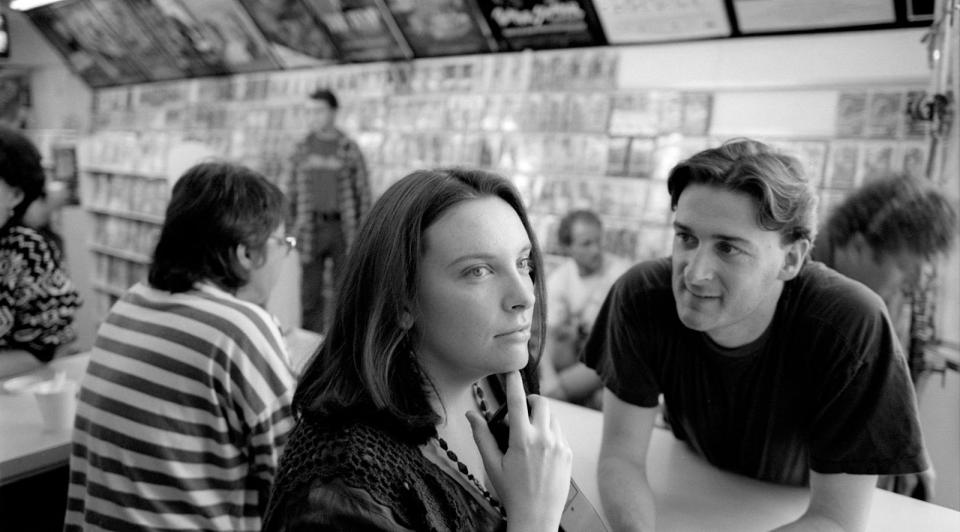 Toni Collette and PJ Hogan during filming of Muriel's Wedding